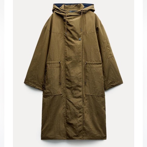 Zara Women’s Dual-Tone Raincoat in Mustard & Black Size-Large NWT